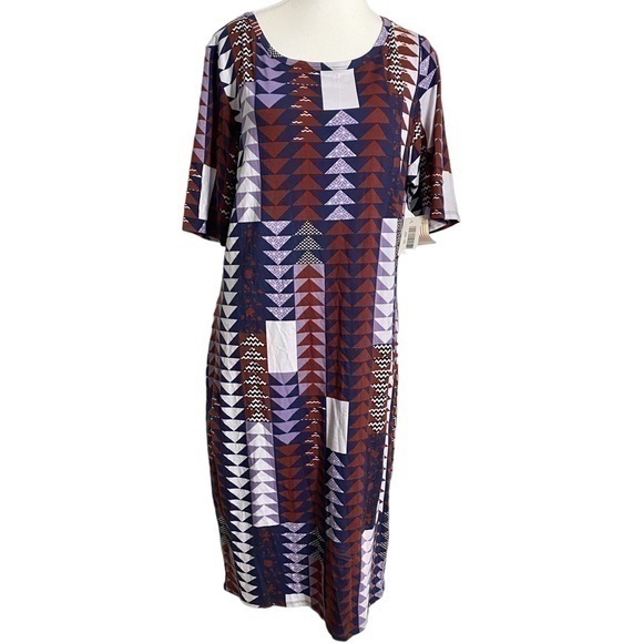LuLaRoe Dresses & Skirts - Lularoe Julia Fitted Geometric Pattern Knee-Length Dress NWT